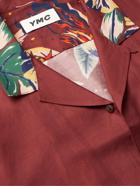 YMC - Malick Camp-Collar Printed Cotton and Silk-Blend Shirt - Brown