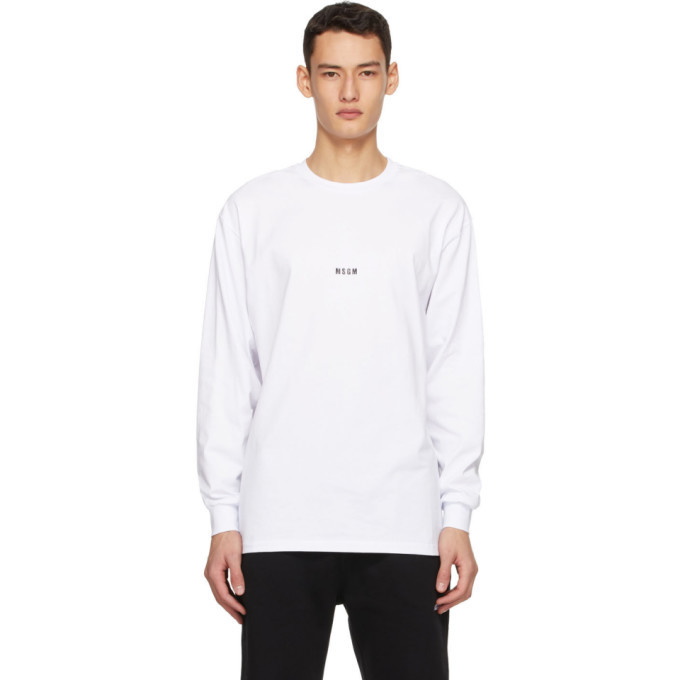 Photo: MSGM White Micro Logo Long Sleeve T-Shirt