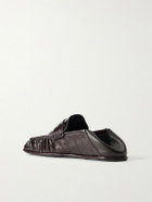 SAINT LAURENT - Le Loafer Monogram Logo-Appliquéd Eel Penny Loafers - Brown