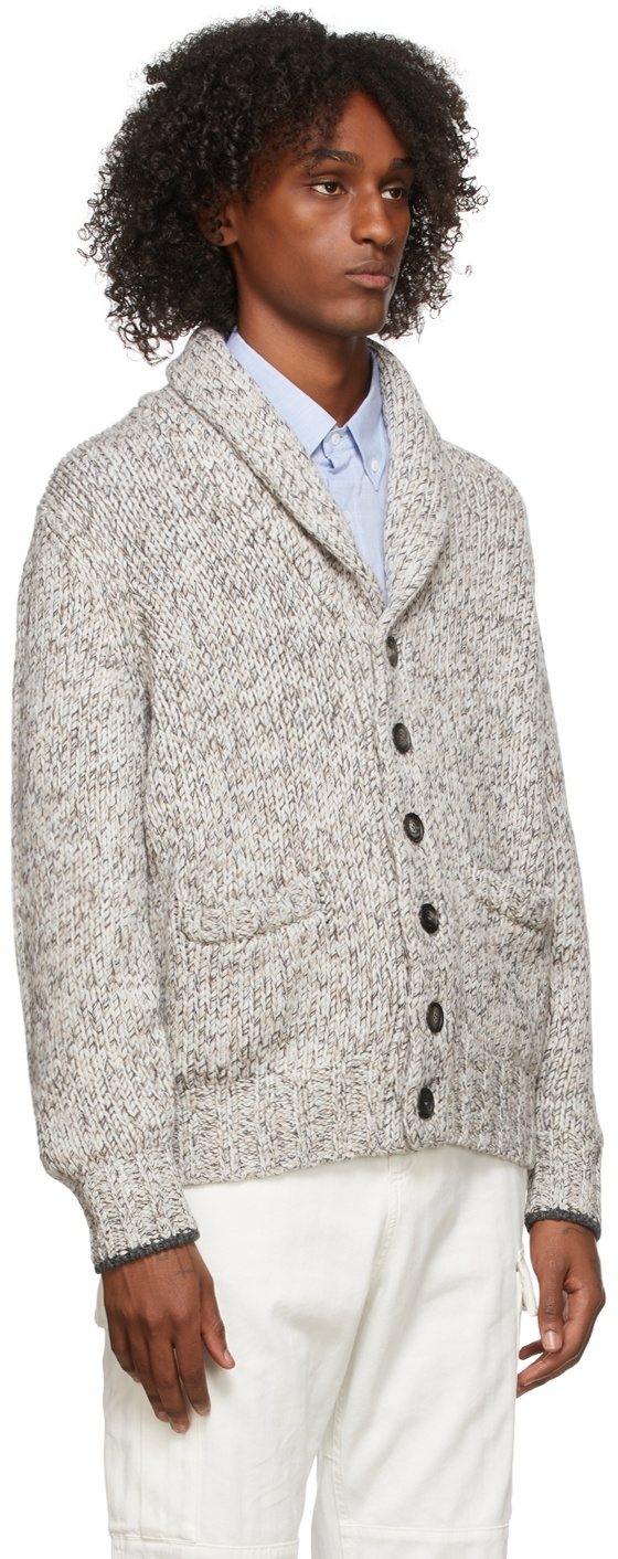 Men's white shop shawl collar cardigan