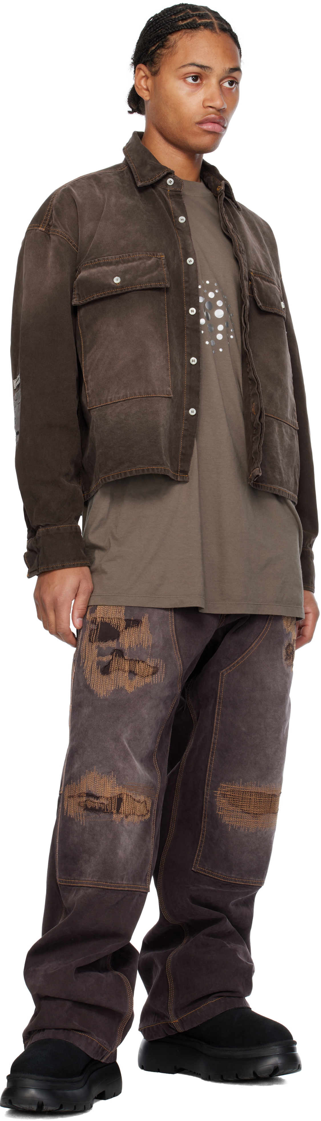 B1ARCHIVE Brown Wide Leg Carpenter Trousers