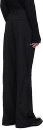 C2H4 Black Paneled Wide Leg Tailored Trousers