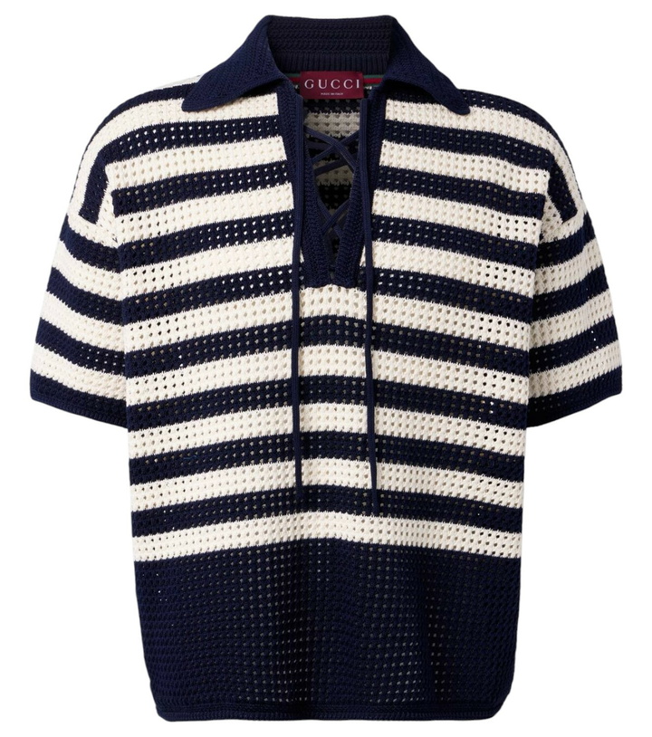 Photo: Gucci Striped crochet cotton polo shirt
