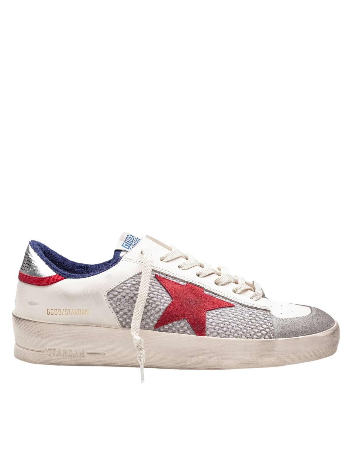 Golden Goose Stardan Mesh And Leather Sneakers White And Red
