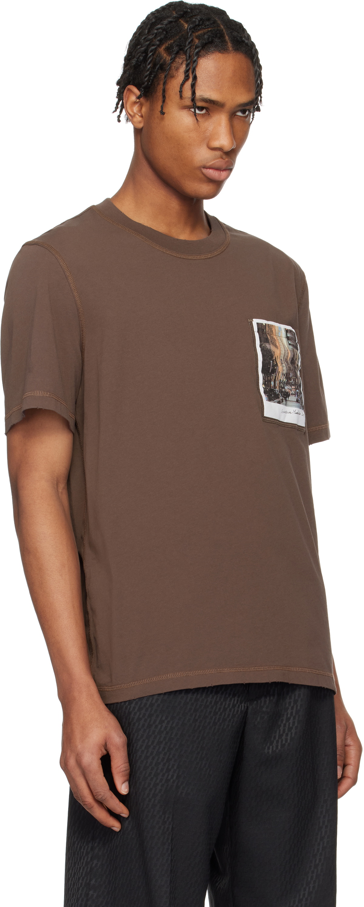 Helmut Lang Brown Downtown Postcard T-shirt