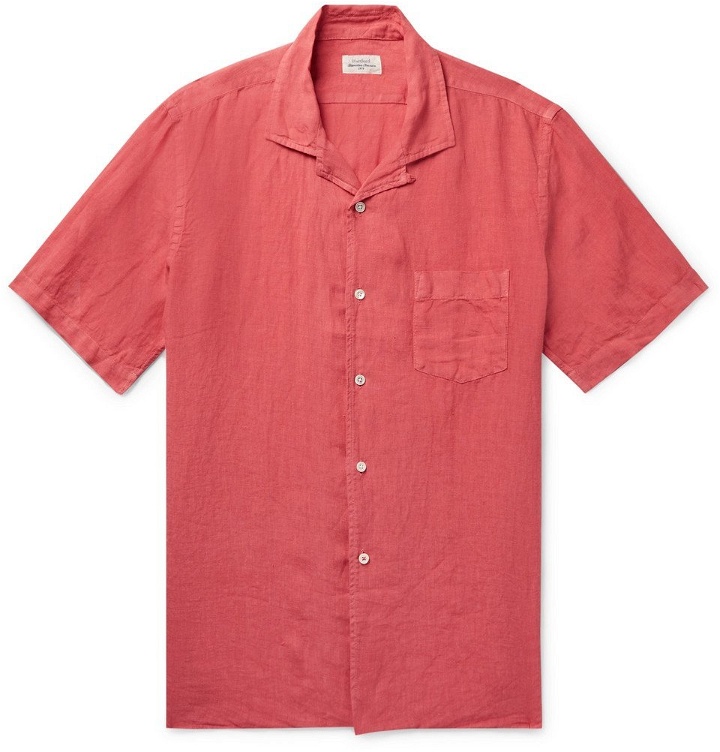 Photo: Hartford - Palm Camp-Collar Linen Shirt - Red