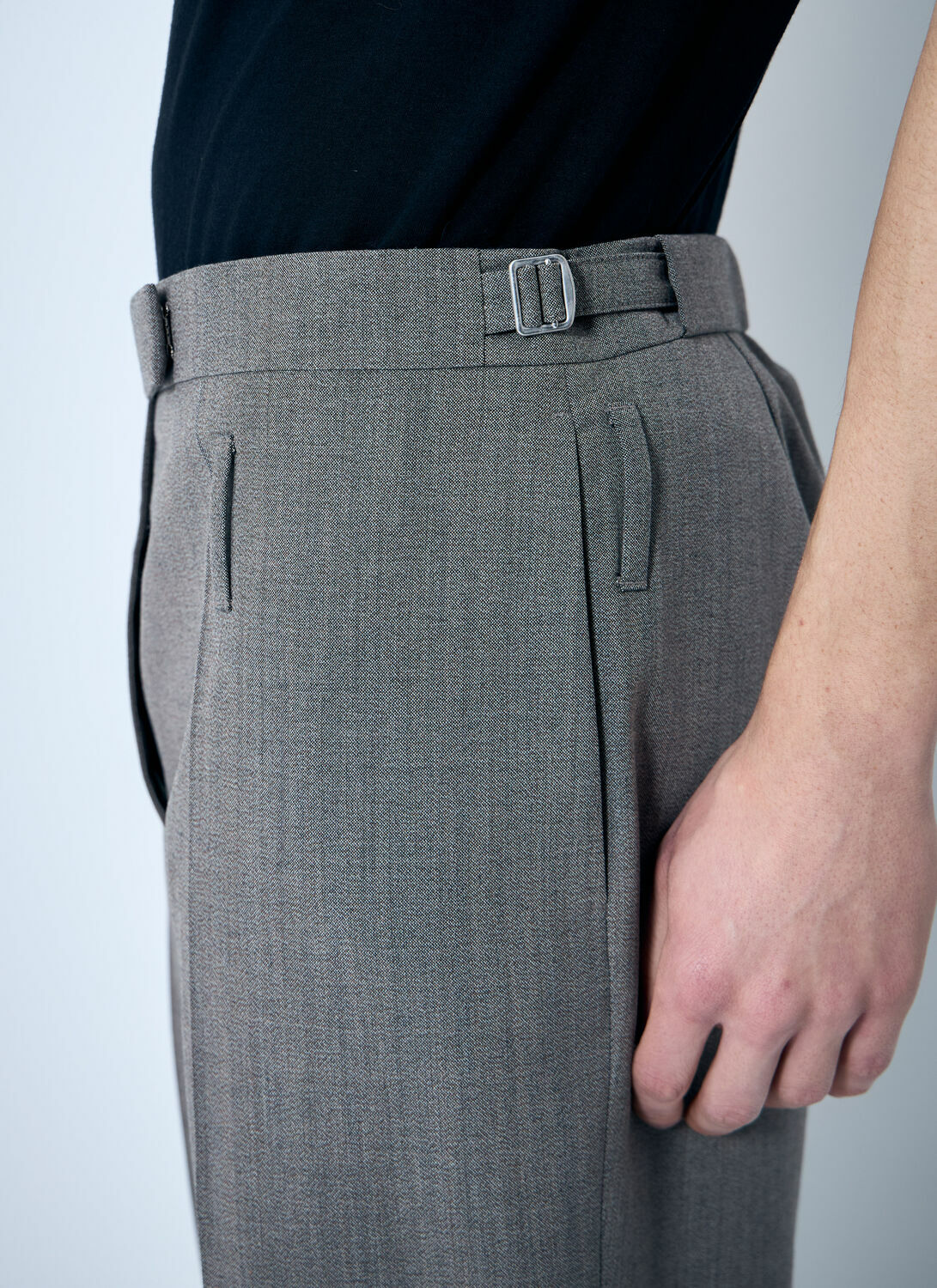 Prada Belted Tailored Wool-Blend Pants
