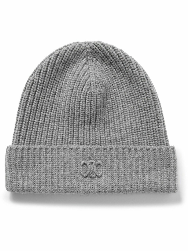 Photo: CELINE - Logo-Embroidered Ribbed Cashmere Beanie