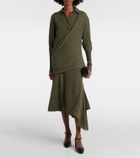 Ferragamo Draped wool and cashmere polo dress