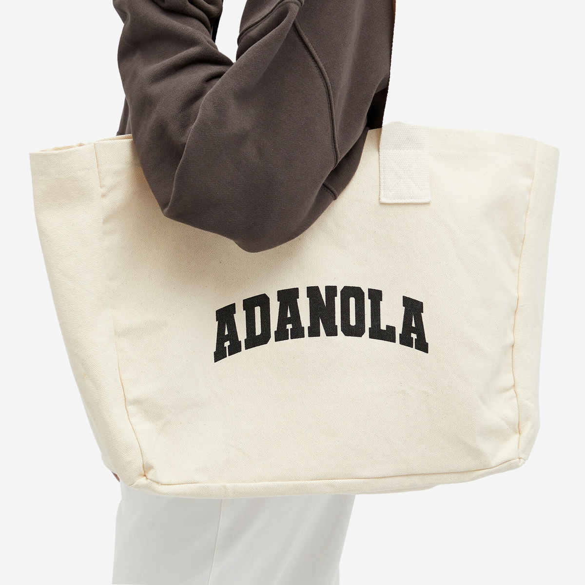 Adanola Women's Varsity Tote Bag in Cream/Black Adanola