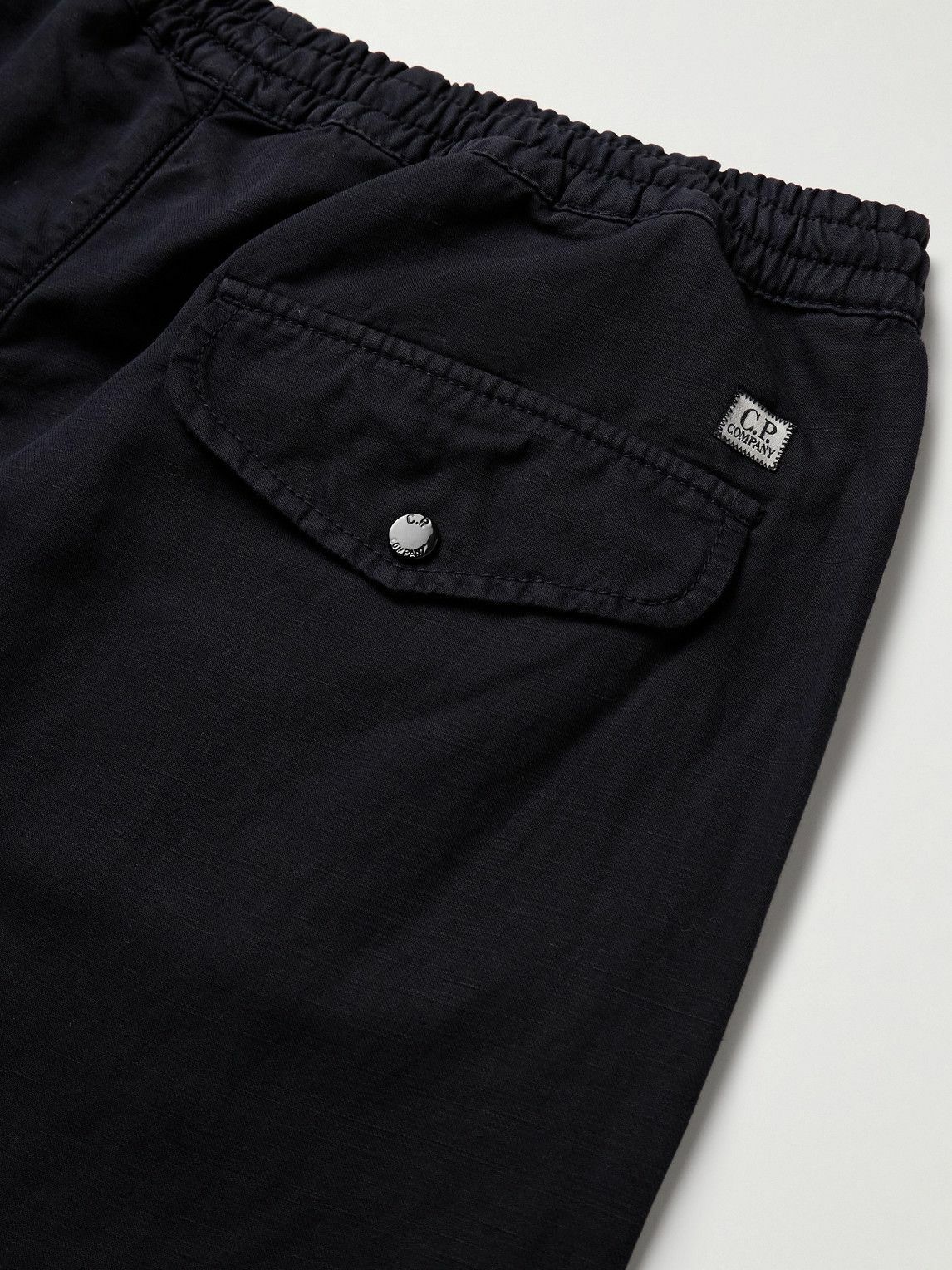 C.P. Company - Straight-Leg Logo-Appliquéd Cotton and Linen-Blend Cargo Trousers - Blue