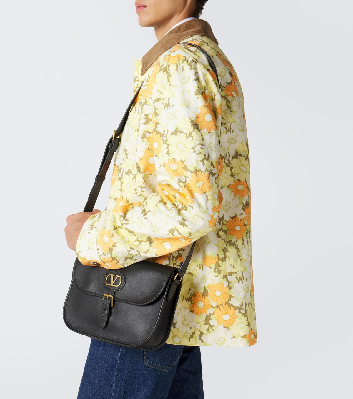 Valentino Corduroy-trimmed floral denim jacket