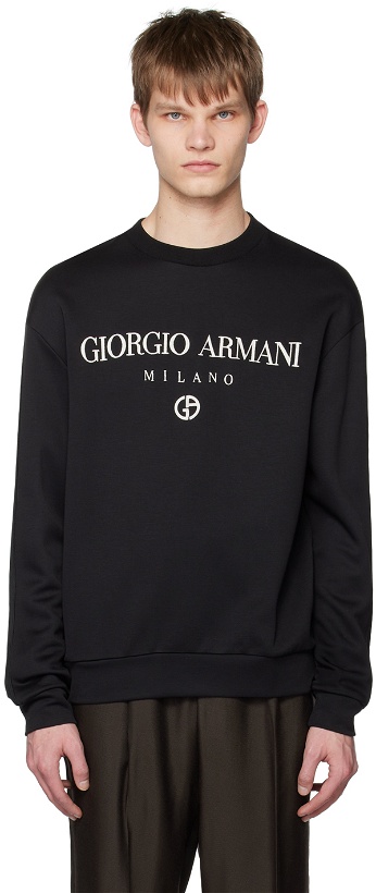 Photo: Giorgio Armani Black Embroidered Sweatshirt