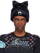 Marine Serre Black Wild Fluffy Knit Kawaii Beanie