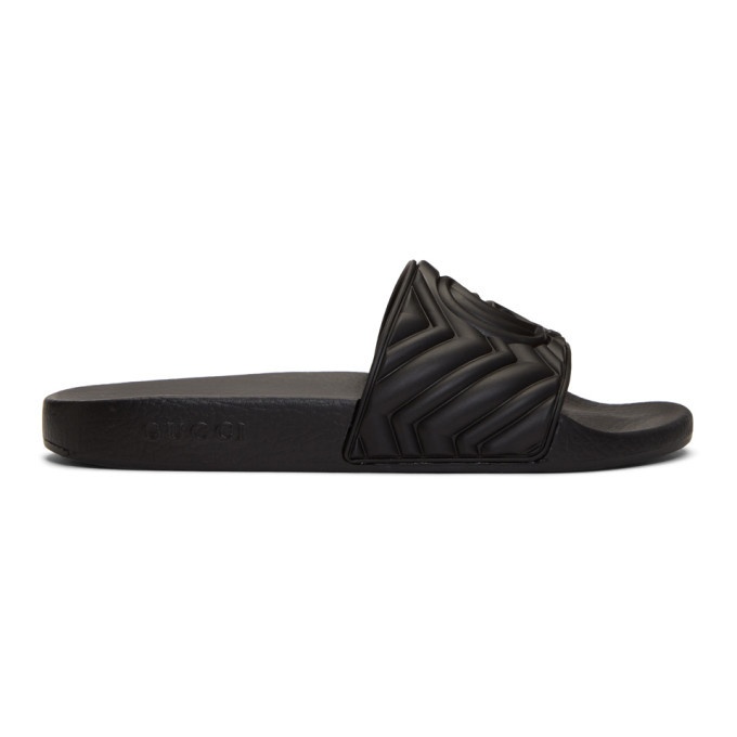 Photo: Gucci Black Quilted GG Pool Slides