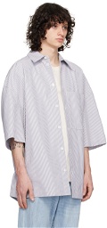 Bottega Veneta Gray & White Striped Shirt