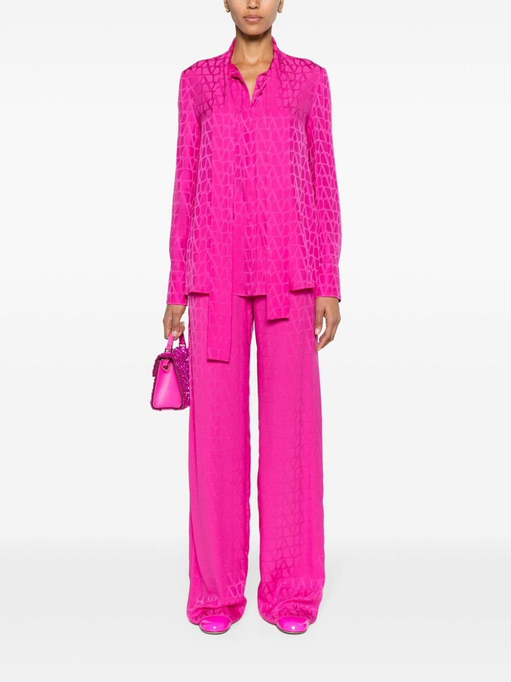 パンツ Valentino Pantalone Ampio In Seta VALENTINO GARAVANI Asymmetric ruffled silk-chiffon wide-leg