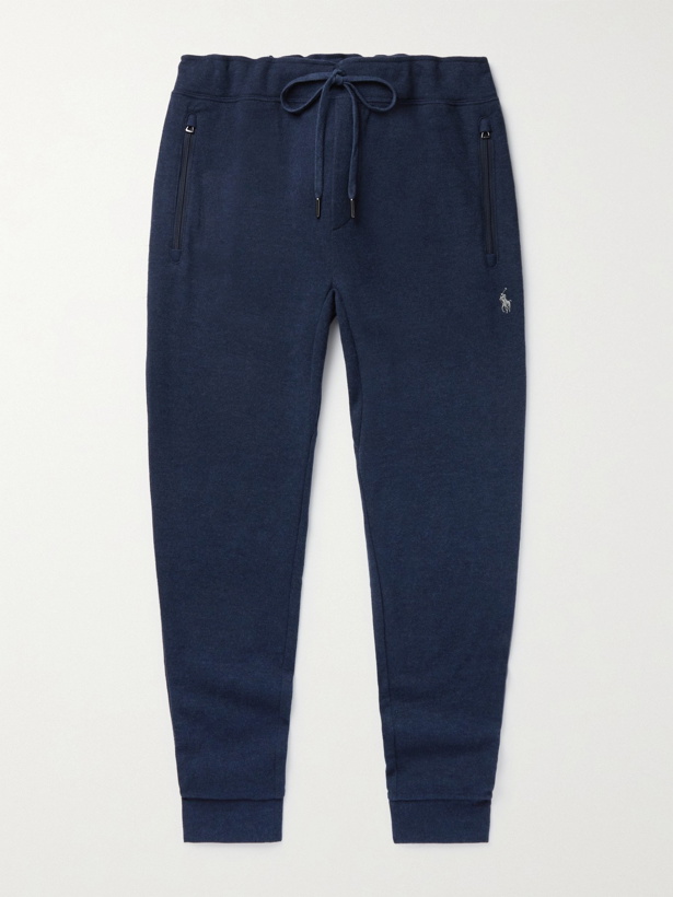 Photo: POLO RALPH LAUREN - Tapered Mélange Cotton-Blend Jersey Sweatpants - Blue - XL