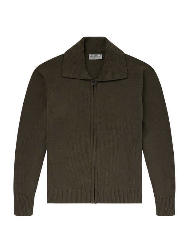 Photo: Margaret Howell - Merino Wool Zip-Up Cardigan - Green