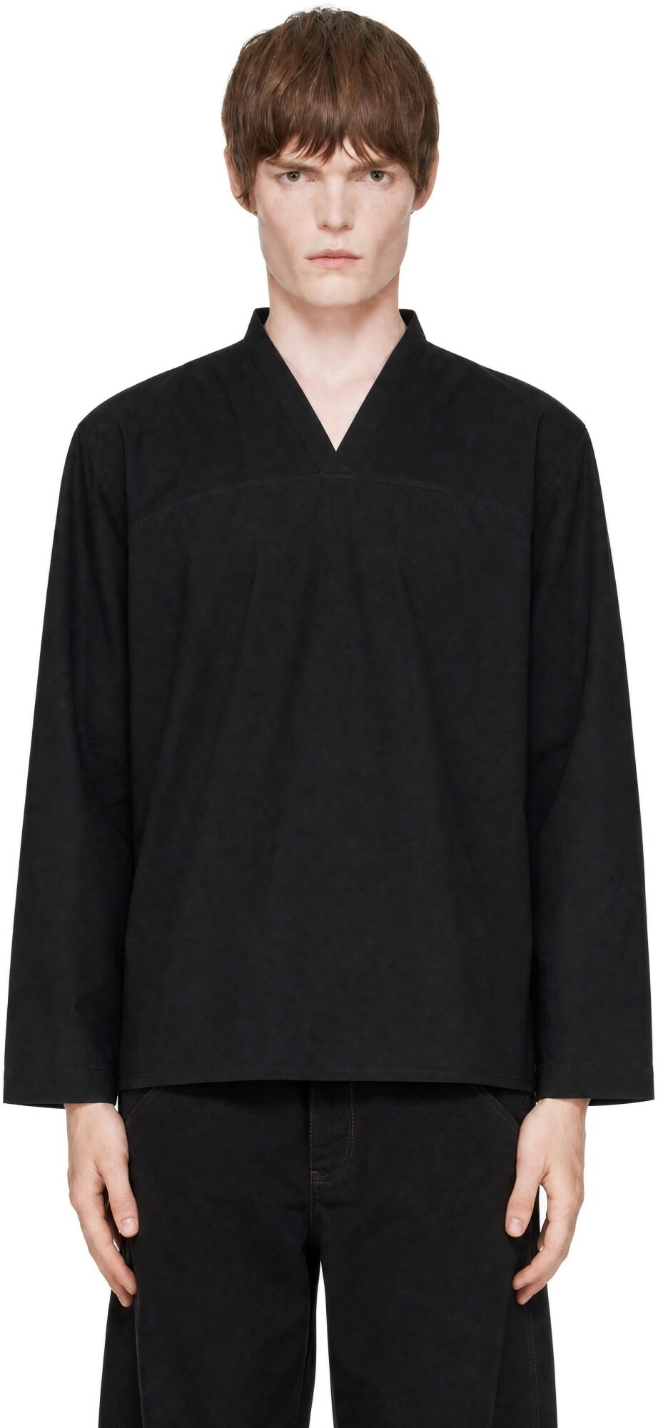 LEMAIRE Black V-Neck Top