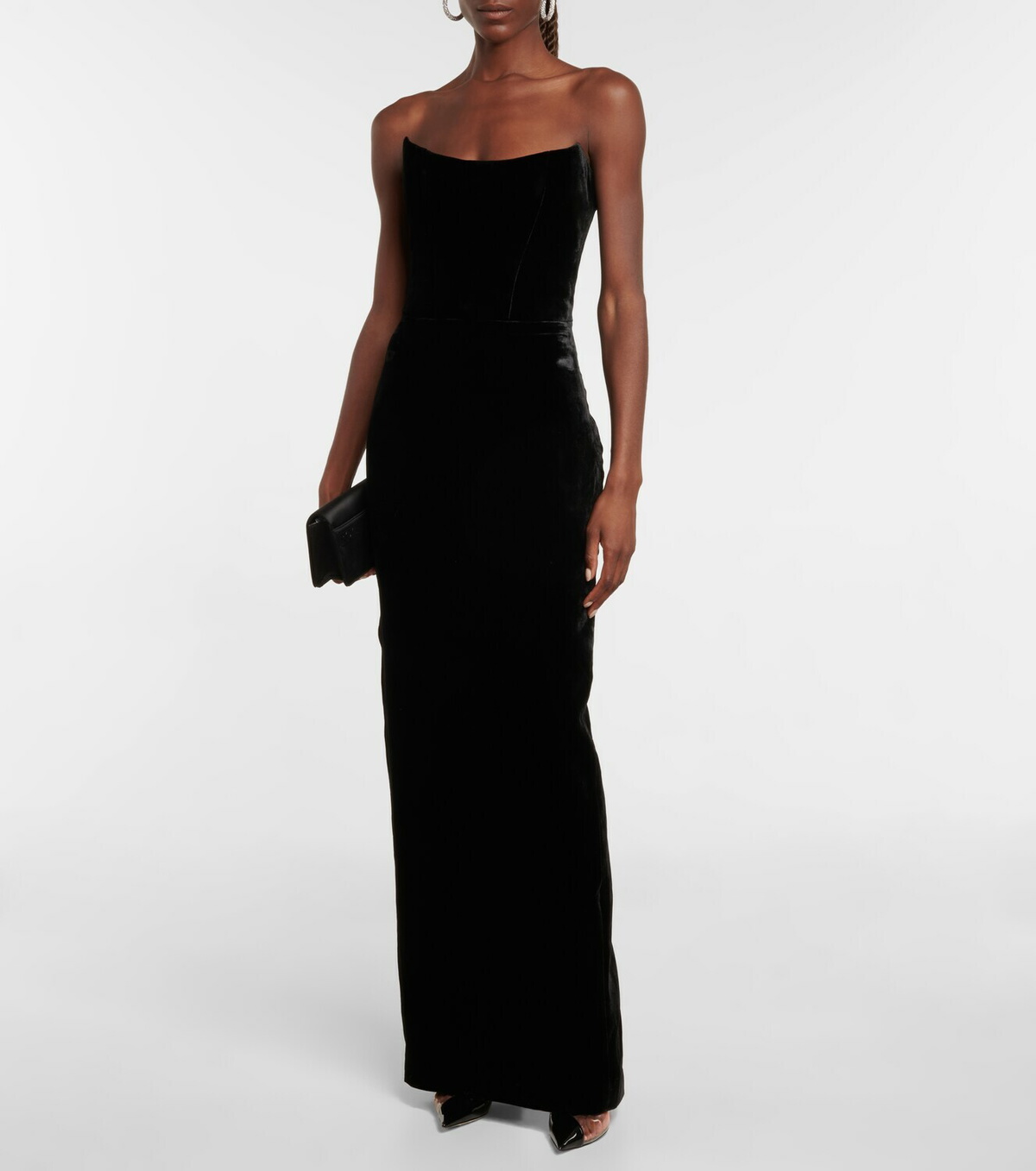 Rasario Off-shoulder velvet corset gown