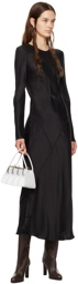 Silk Laundry Black Splice Long Sleeve Maxi Dress