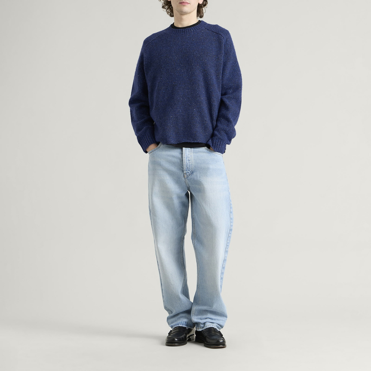 NN07 Men's Jim Relaxed Crew Neck Jumper in Blue Ignition