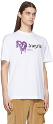 Palm Angels White & Purple St. Moritz Sprayed T-Shirt