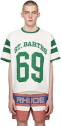 Rhude Off-White & Green 69 Ringer T-Shirt