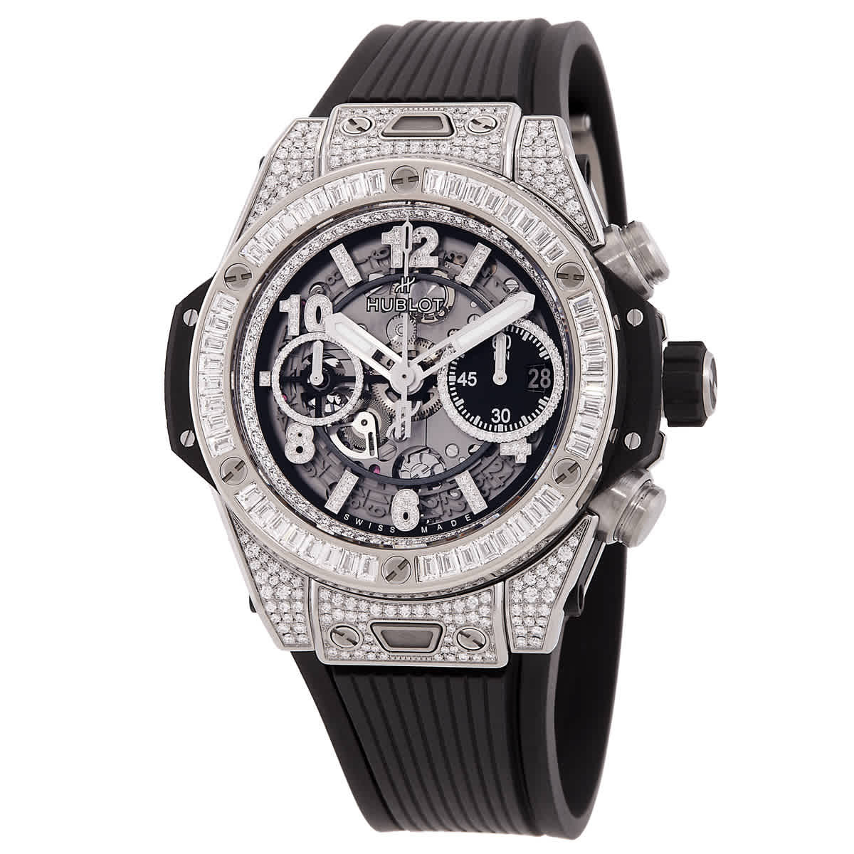 Hublot Big Bang Unico Titanium Jewellery Chronograph Automatic Diamond Grey Dial Mens Watch 441.NX.1171.RX.0904
