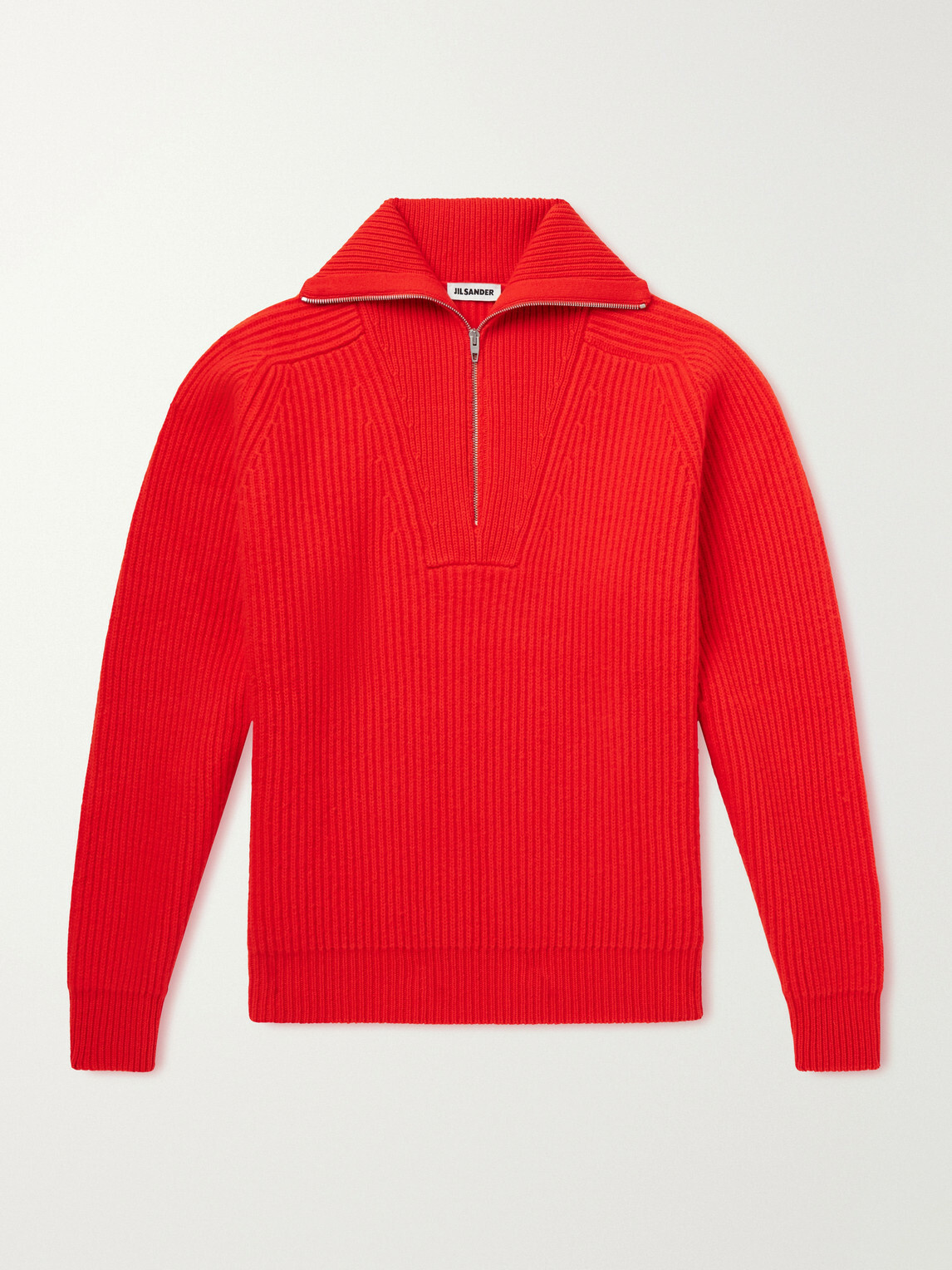 Jil Sander - Ribbed Wool Zip-Up Sweater - Red