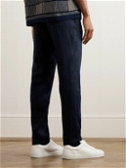 Mr P. - James Slim-Fit Straight-Leg Linen-Twill Drawstring Suit Trousers - Blue