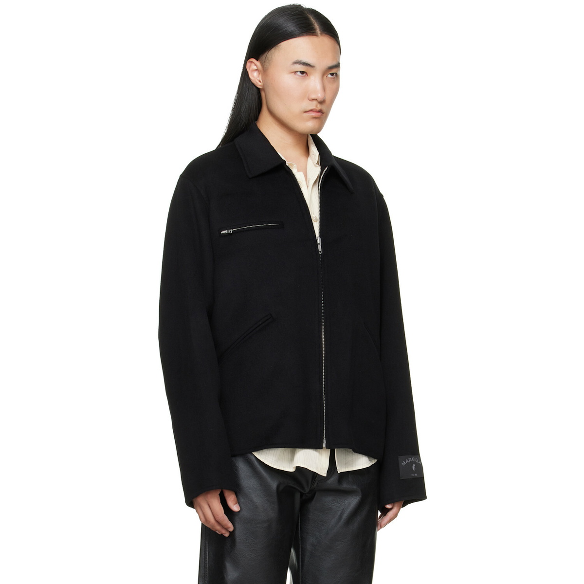 MM6 Maison Margiela Black Double-Faced Wool Zip Jacket