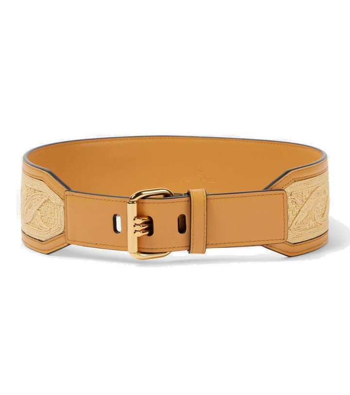 Photo: Etro Leather-trimmed canvas belt