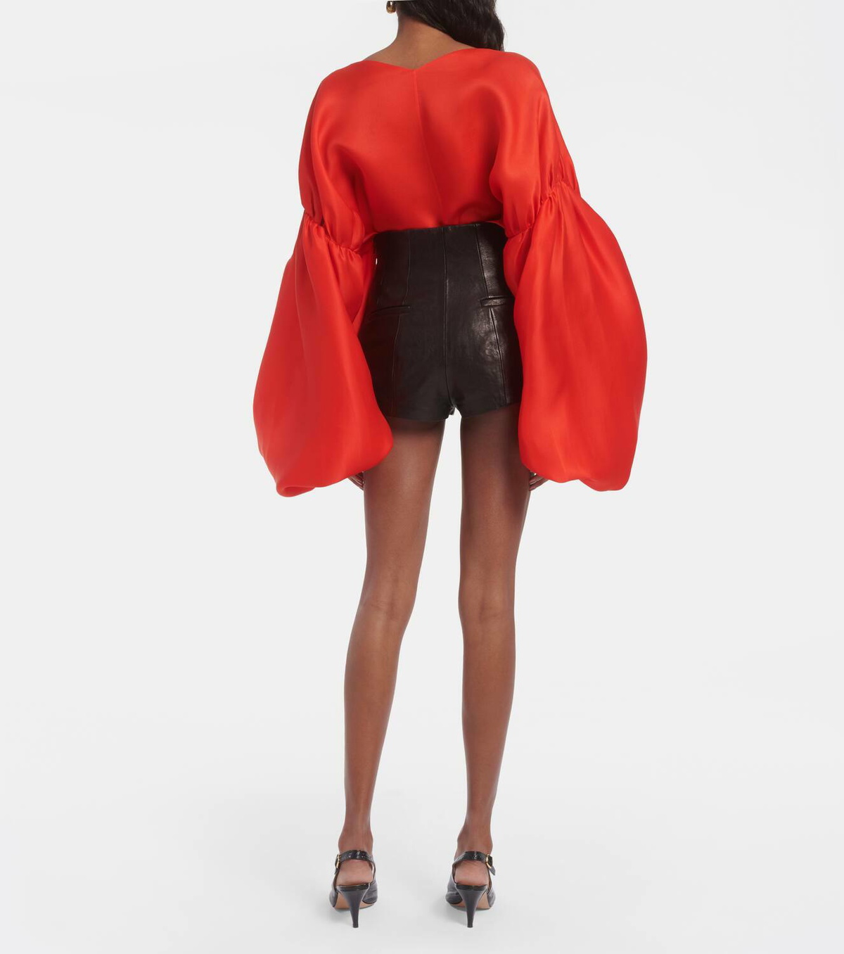 Khaite Lennman high-rise leather shorts