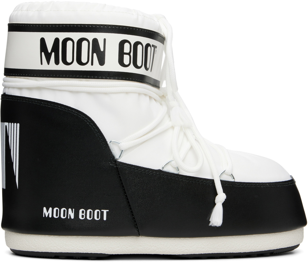 Moon Boot White & Black Icon Low Nylon Boots