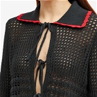 KITRI Women's Evie Black Mixed Crochet Knit Top in Black/Watermelon