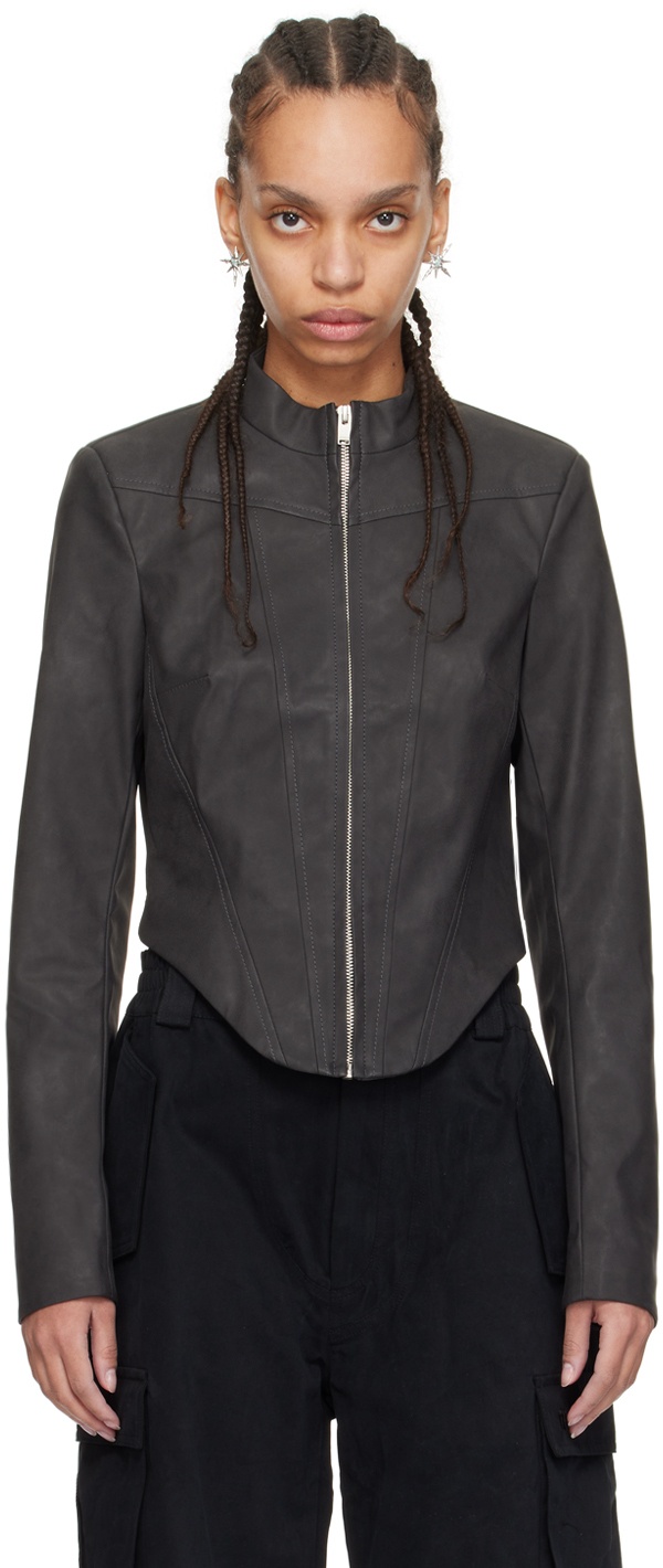 Photo: MISBHV Black Faded Faux-Leather Jacket