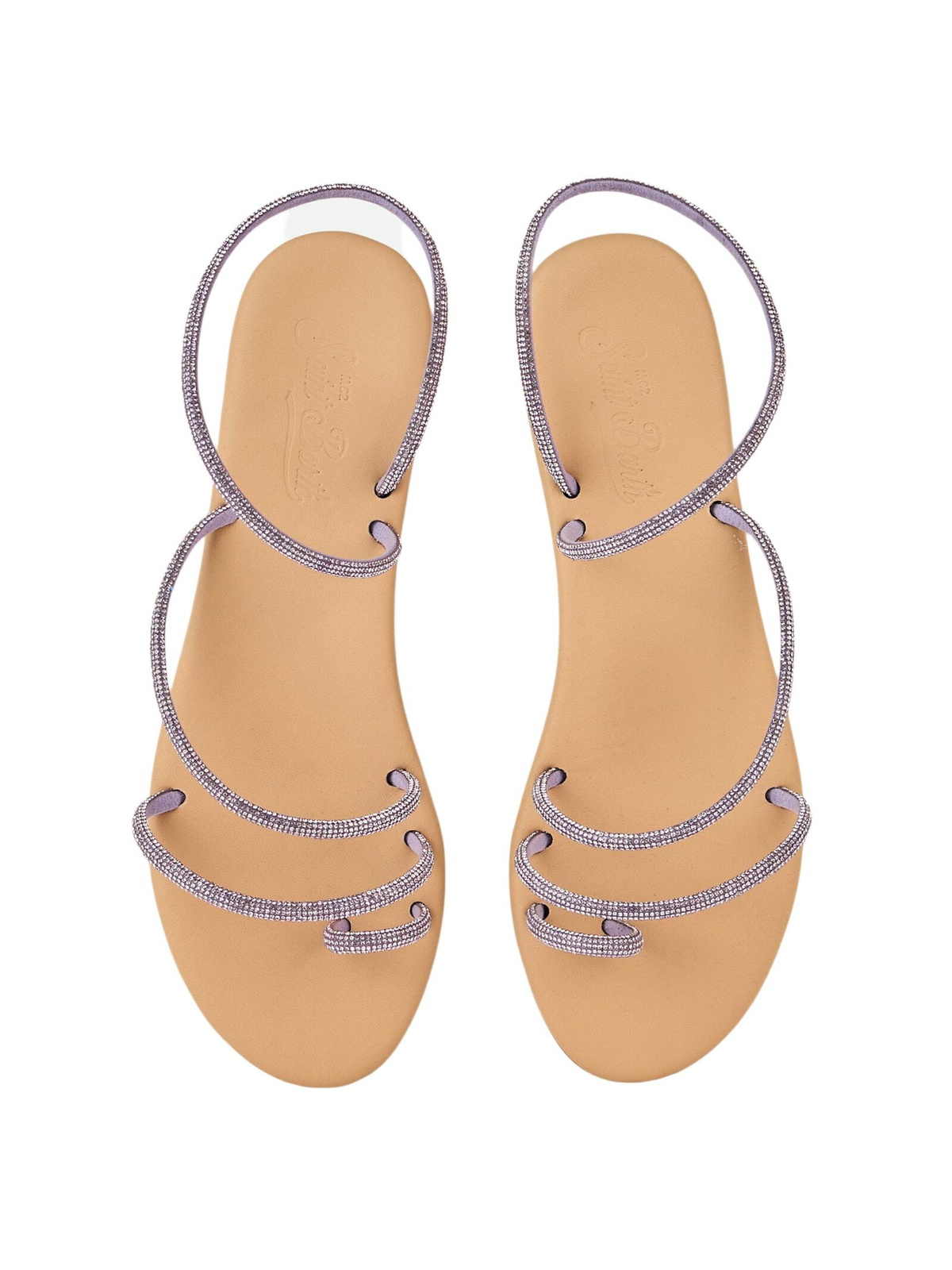 MC2 Saint Barth Flat Ring Sandals With Lilac Rhinestones