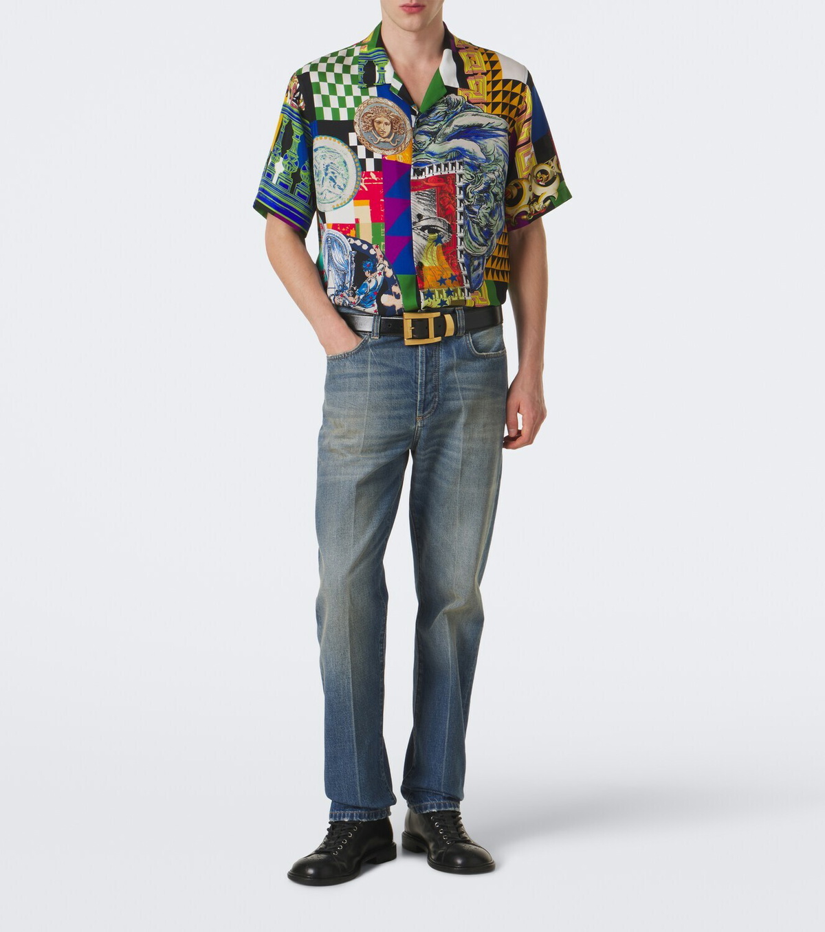 Versace Medusa silk twill bowling shirt