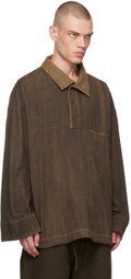Aviva Jifei Xue Brown Spread Collar Polo