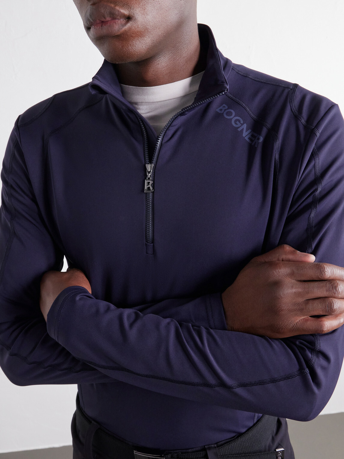 BOGNER - Harry Stretch-Jersey Half-Zip Ski Mid-Layer - Blue