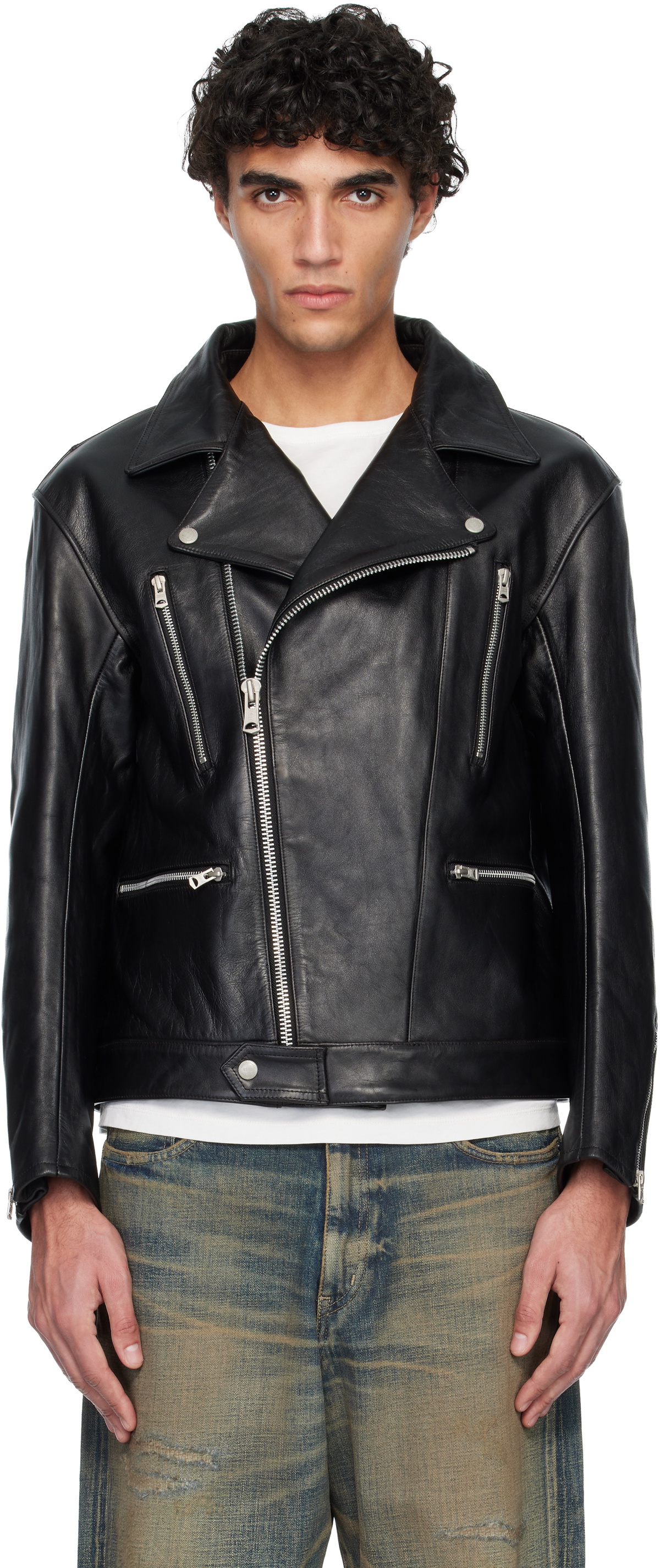 ジャケット・アウター NEIGHBORHOOD LEATHER SPORTS JACKET L Neighborhood Black Leather Riders Jacket Neighborhood
