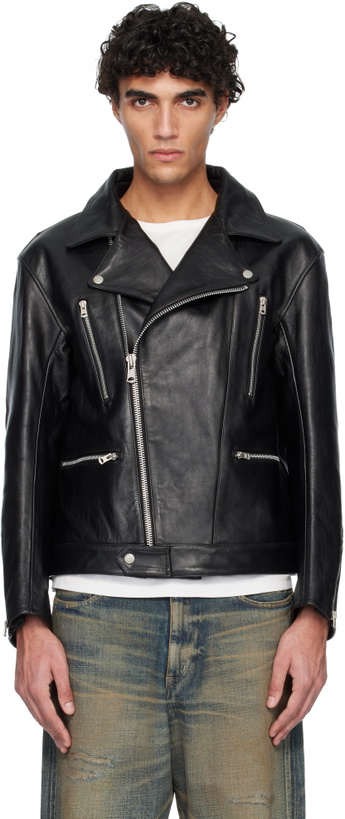 Photo: Neighborhood Black Leather Riders Jacket