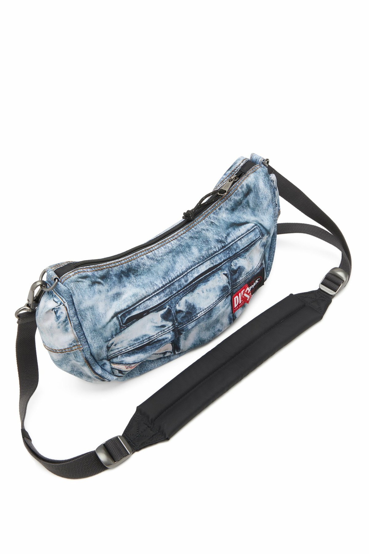 Diesel Multipocket bag in trompe l'oeil denim - Crossbody Bags - Unisex - Blue