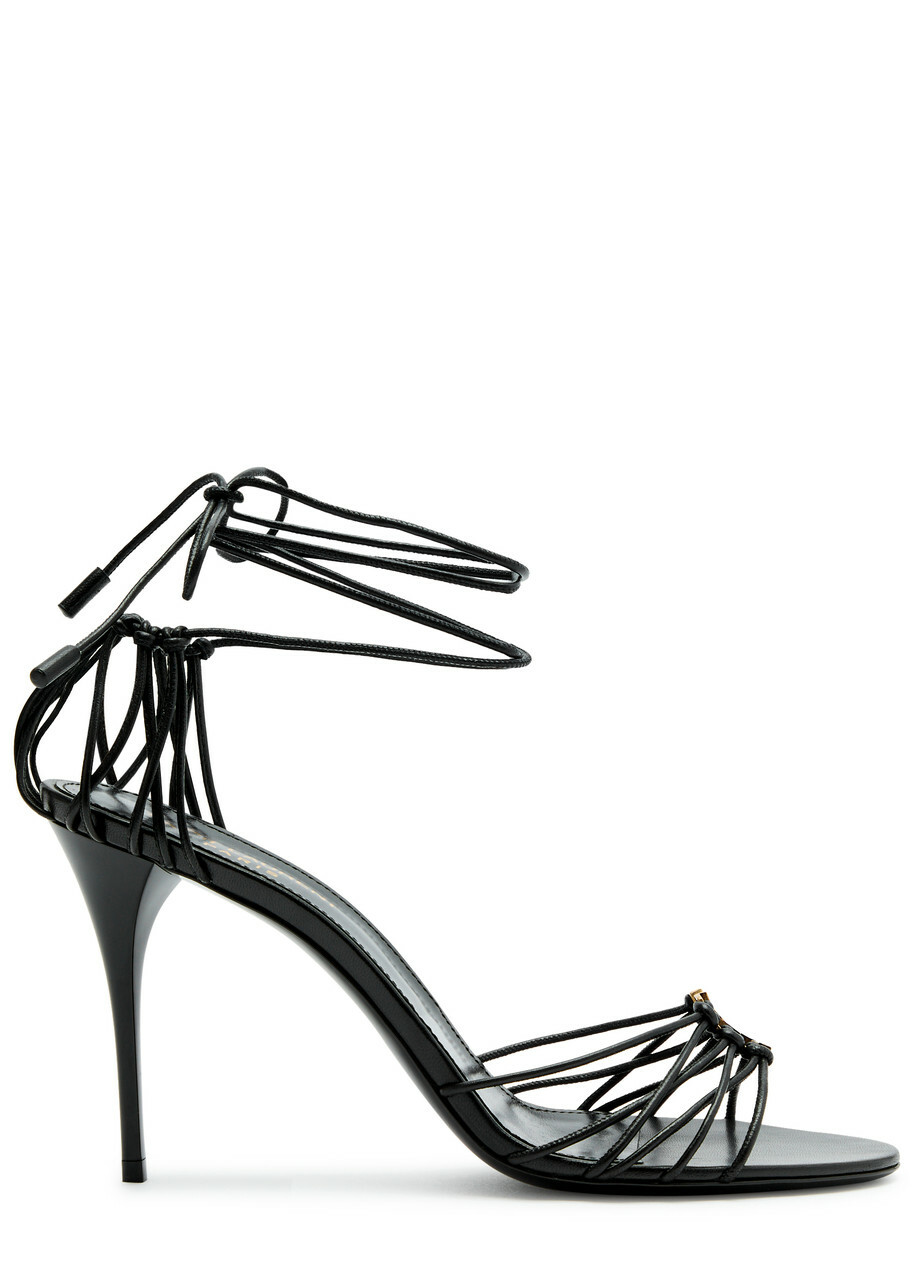 Saint Laurent Jota 90 Leather Lace-up Sandals Black Saint