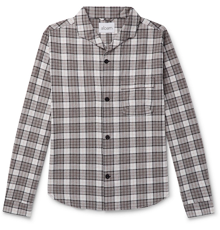 Photo: Albam - Miles Camp-Collar Checked Cotton-Flannel Shirt - Gray