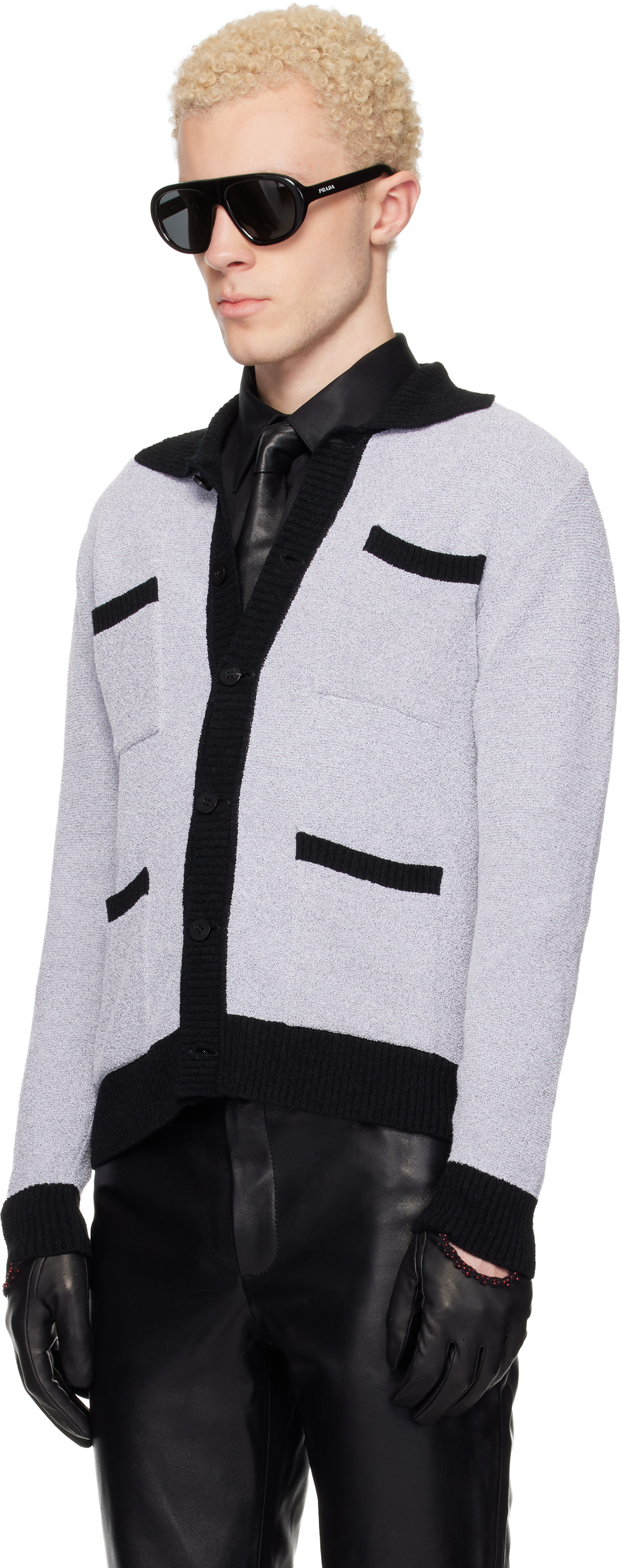 Ernest W. Baker Gray Four Pocket Boucle Cardigan