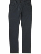 Canali - Slim-Fit Straight-Leg Garment-Dyed Stretch Cotton-Blend Trousers - Blue