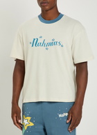 Nahmias Ringer Logo-print Cotton T-shirt White And Blue